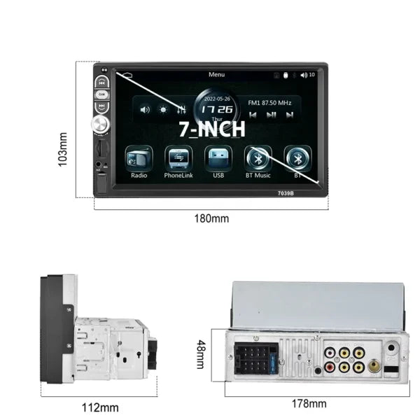 Navigatie universala 1 DIN Carplay Android Auto 1 Din Car Radio Car MP5 Player BT FM EQ Aux In+ Mic