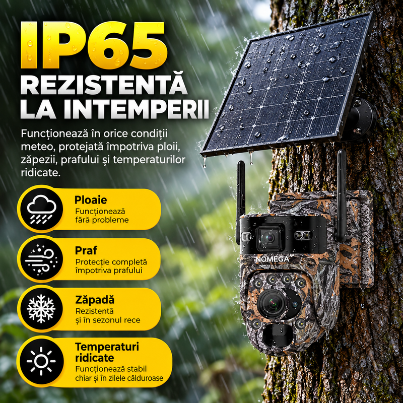 Cameră de Supraveghere Solară 4G – 6MP, Control de pe Telefon, Dual Lens