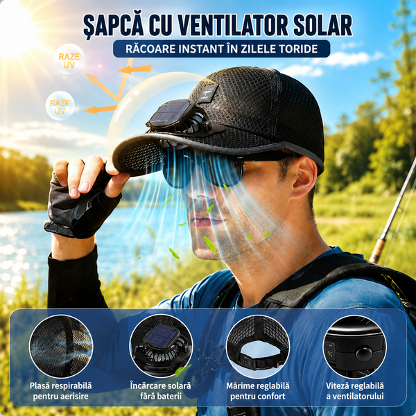 Șapcă Solară cu Ventilator
