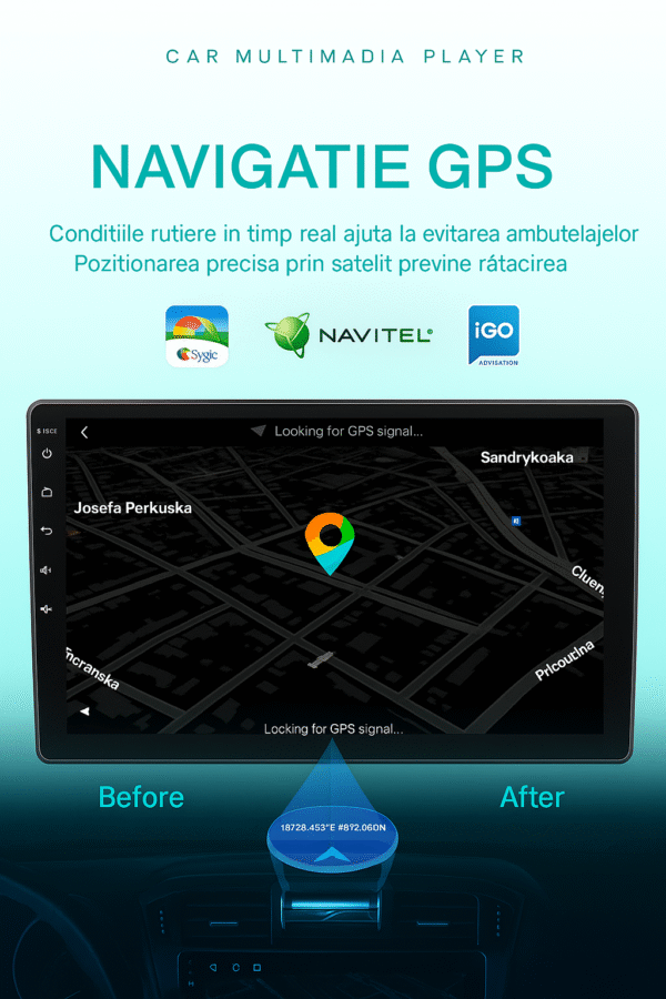 Navigatie universala 9" Android HD de 9″ 2GB RAM, 32GB ROM, Bluetooth 4.0, Carplay