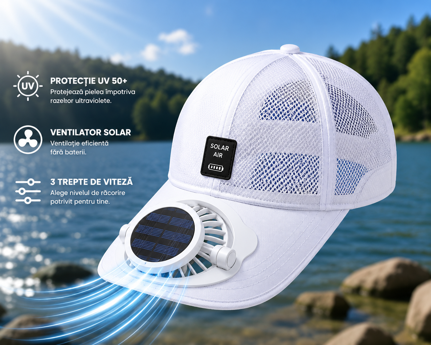 Sapca cu ventilator solar