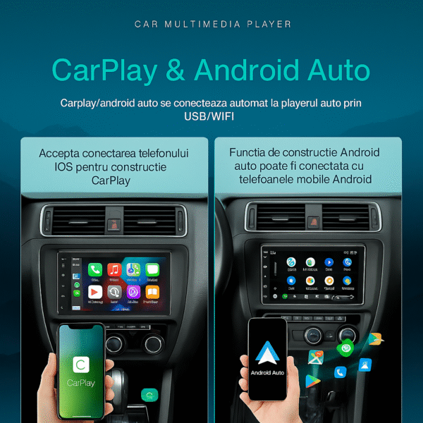 Navigatie universala 9" Android HD de 9″ 2GB RAM, 32GB ROM, Bluetooth 4.0, Carplay