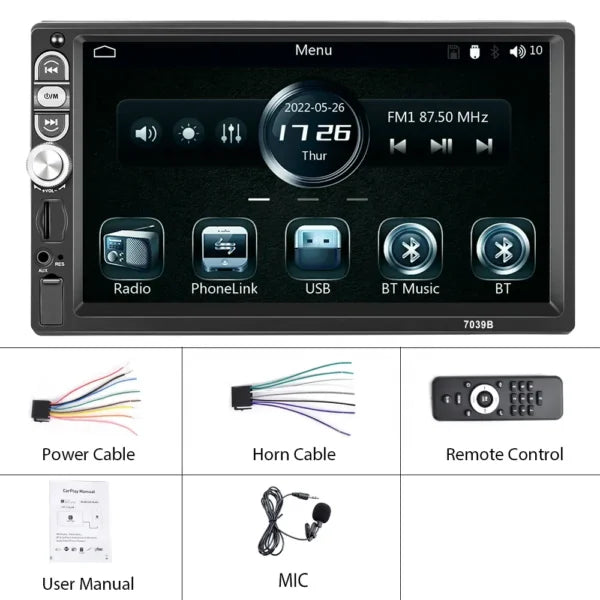 Navigatie universala 1 DIN Carplay Android Auto 1 Din Car Radio Car MP5 Player BT FM EQ Aux In+ Mic